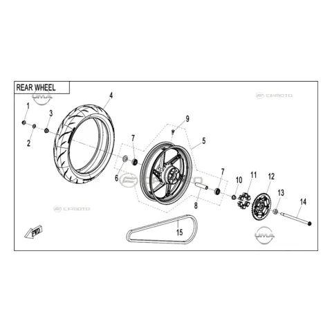 CFMoto CF250-12H (250CL-C) E5+ Arka Teker Burcu Sol – 3. fotoğraf