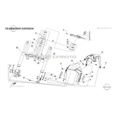 CFMoto CF 250-6 SR (EU 4) Ön Sol Amortisör (Sarı)