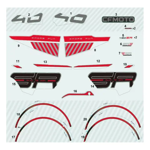 CFMoto CF 450 SR (CF400-6F) Etiket (Arka Grenaj Sol - SR) (Kırmızı)