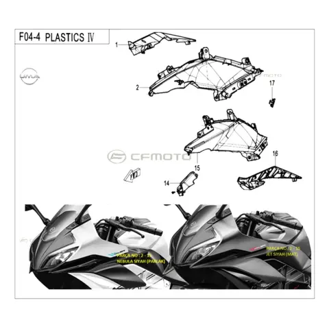 CFMoto CF250SR (CF250-6CH) E5+ Benzin Deposu Sağ Ön Karenaj (Nebula Siyah)