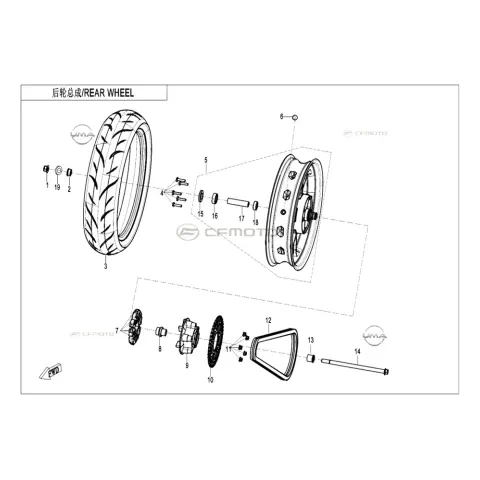 CFMoto CF250SR (CF250-6CH) E5+ Arka Jant - Çelik