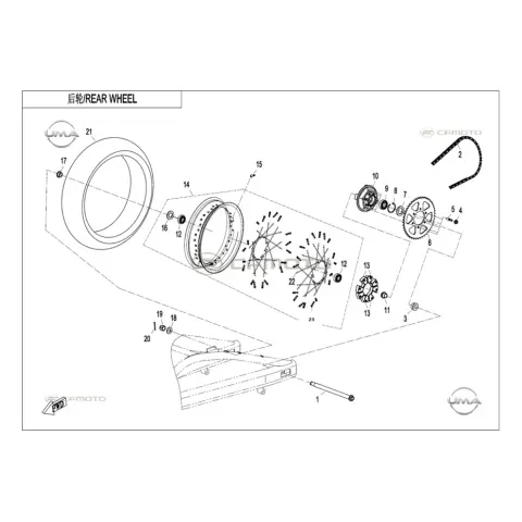 CFMoto CF700CLX Adv (CF700-2C) E5 Arka Jant Komple - Tel