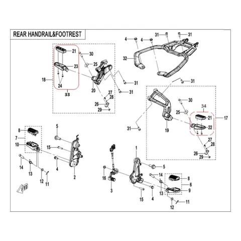 CFMoto 450MT Arka Basamak Komple Sağ