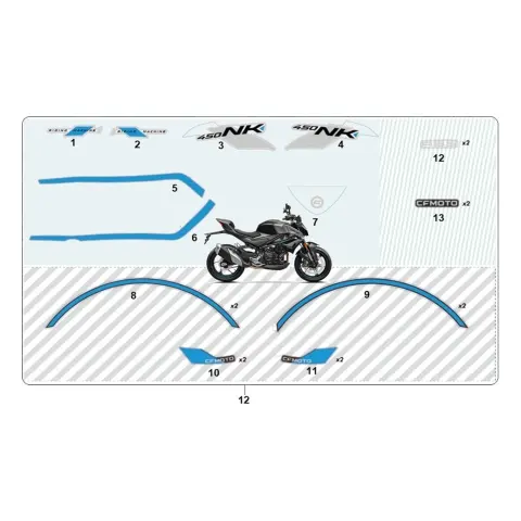 CFMoto 450NK Etiket Sol (CFMoto) (Mavi)