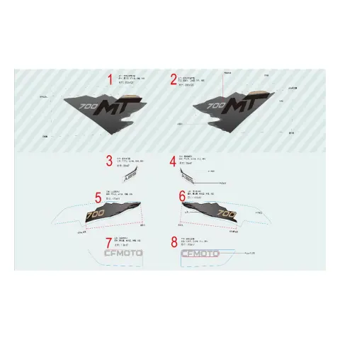 CFMoto 700 MT (CF700-9F) Etiket Seti (Siyah)