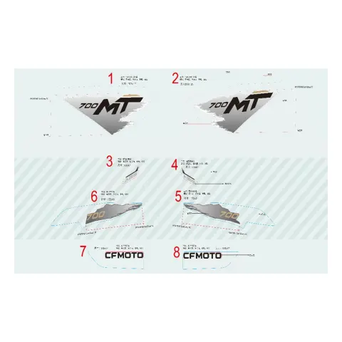 CFMoto 700 MT (CF700-9F) Etiket Seti (Beyaz)