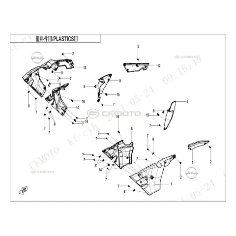 CFMoto 800MT Sport (CF800-5) E5 Ön Panel Sol
