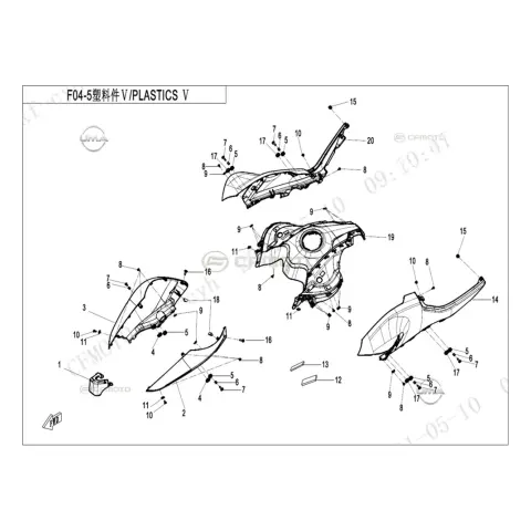 CFMoto 800MT Sport (CF800-5) E5 Benzin Deposu Sol Plastik Kapak (Mavi)