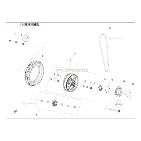CFMoto 800MT Sport (CF800-5) E5 Teker Montaj Aksami/Arka