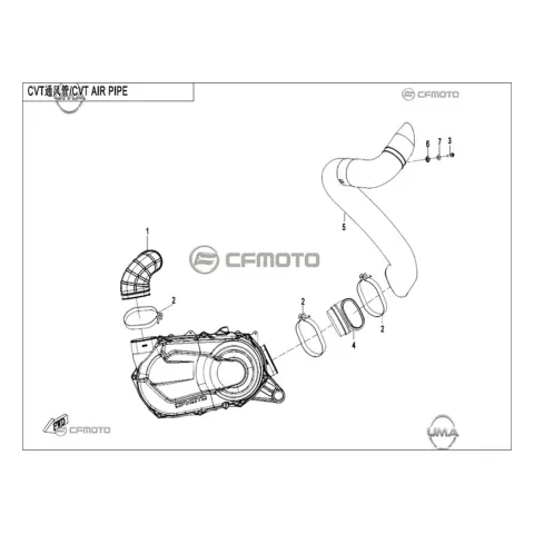 CFMoto CF1000UTR-C (Zforce) 1000SPORT-R (T1B) Varyator Hava Çıkış Borusu