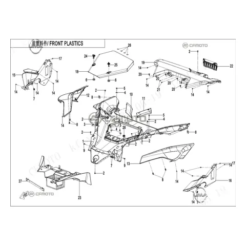 CFMoto CF1000UTR-C (Zforce) 1000SPORT-R (T1B) Ön Panel Arka (Turuncu)