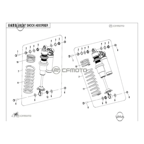 CFMoto CF1000UTR-C (Zforce) 1000SPORT-R (T1B) Ön Amortisör Komple