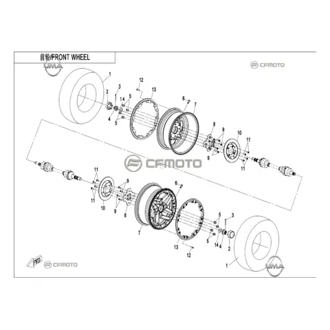 CFMoto CF1000UTR-C (Zforce) 1000SPORT-R (T1B) Ön Jant