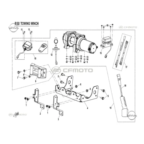 CFMoto CF1000UTR-C (Zforce) 1000SPORT-R (T1B) Vinc Motoru Bağlantı Braketi Sol – 2. fotoğraf