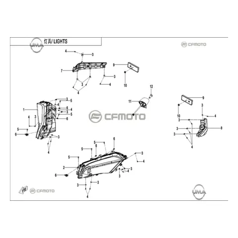 CFMoto CF1000UTR-C (Zforce) 1000SPORT-R (T1B) Arka Stop Komple Sol