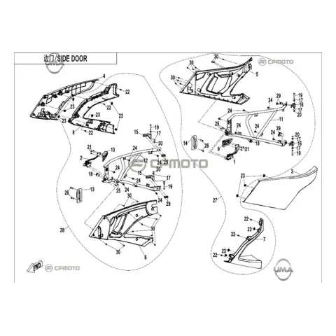CFMoto CF1000UTR-C (Zforce) 1000SPORT-R (T1B) Kapı Kilidi Sol