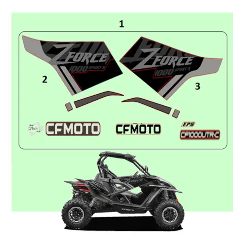 CFMoto CF1000UTR-C (Zforce) 1000SPORT-R (T1B) Etiket Seti (Siyah)