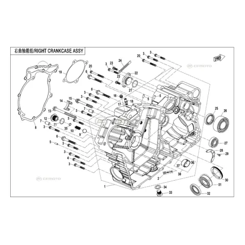 CFMoto Uforce 1000XL (CF1000UTR-5) (T1B) Krank Kutusu Sağ – 1. fotoğraf