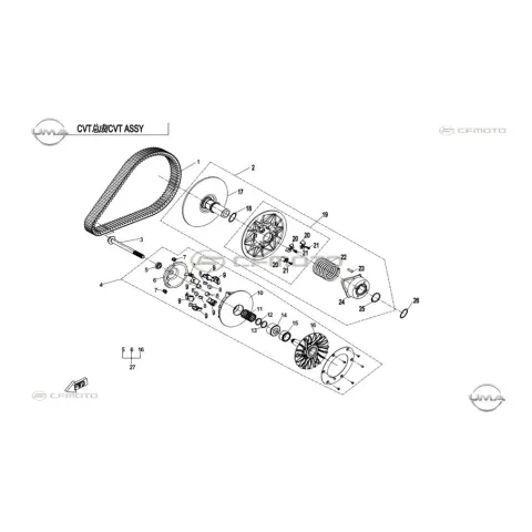 CFMoto Uforce 1000XL (CF1000UTR-5) (T1B) Arka Varyator Komple – 3. fotoğraf