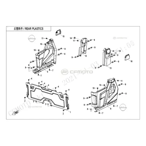 CFMoto Uforce 1000XL (CF1000UTR-5) (T1B) Arka Çamurluk Yan Karenaj Sağ Üst Kapak
