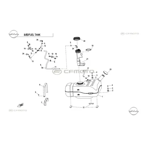 CFMoto Uforce 1000XL (CF1000UTR-5) (T1B) Benzin Deposu Üst Koruyucu Lastik – 3. fotoğraf