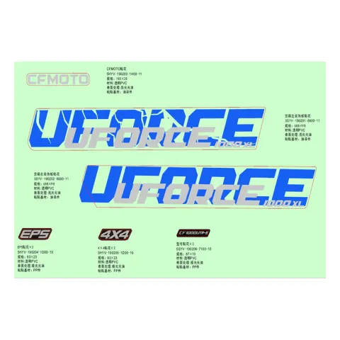 CFMoto Uforce 1000XL (CF1000UTR-5) (T1B) Etiket Seti (Mavi)