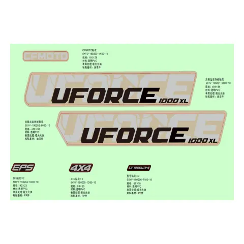 CFMoto Uforce 1000XL (CF1000UTR-5) (T1B) Etiket Seti (Sarı)