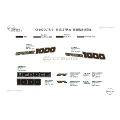CFMoto Uforce 1000 (T1B) Etiket (Ön Panel Sol Ön)