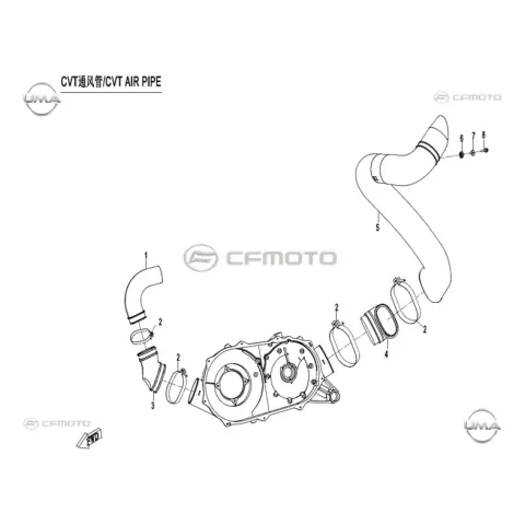 CFMoto Zforce 1000 Sport (T1B) Utr Varyator Hava Çıkış Borusu