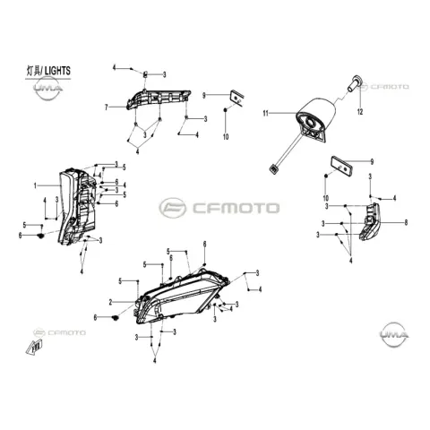 CFMoto Zforce 1000 Sport (T1B) Utr Far Komple Sağ (Gri)