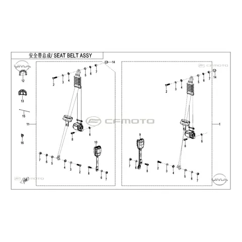 CFMoto Zforce 950 Sport-4 (CF1000STR-3L) (T1B) (2026) Emniyet Kemeri Yolcu Komple