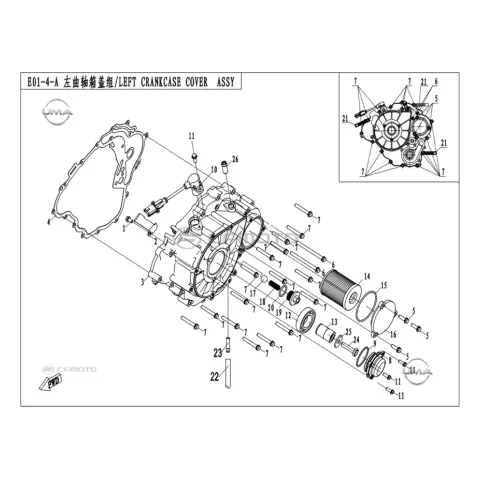 CFMoto CF Goes Terrox 500L (CF500ATR-11L) (T3B) Krank Kutusu Sol Kapak İç