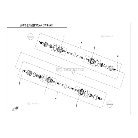 CFMoto CF450ATR-3L (T3B) Arka Aks Komple Sol