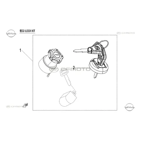 CFMoto CF600ATR-2L (T3B) Kilit Seti