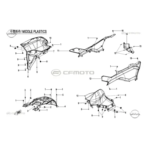 CFMoto CF600ATR-2L (T3B) Benzin Deposu Sol Karenaj (Gri)