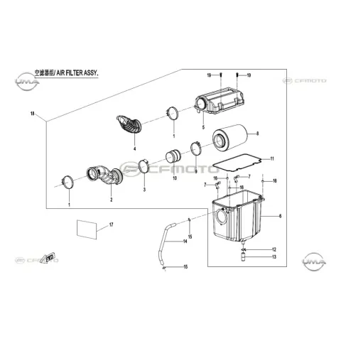 CFMoto CF600ATR-2L (T3B) Hava Filtresi Komple