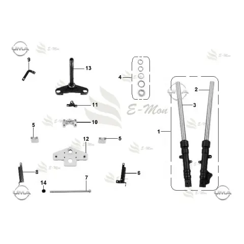 E-Mon X-Man Ön Sol Amortisör Komple (Siyah)