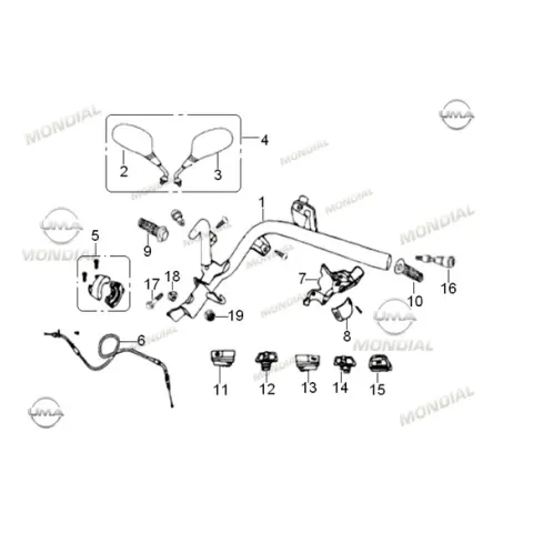 Mondial 100 NT Turkuaz Gaz Kumanda Braketi Komple