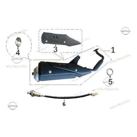Mondial 125 Lavinia Pro E5 (+) Egzoz Komple (Siyah) (E5+)