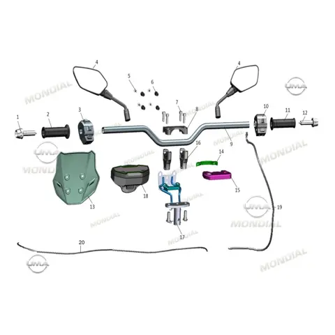 Mondial 125 Skuty Gidon Dekoratif Kapak Ön (Yesil)