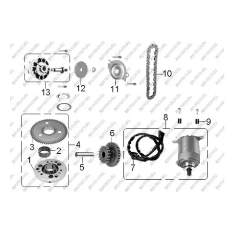 Mondial 150 Gomax Marş Motoru Komple