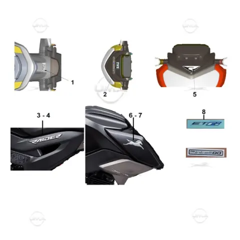 TVS Raider 125 (E5) Etiket (Logo Sağ) (Gri)