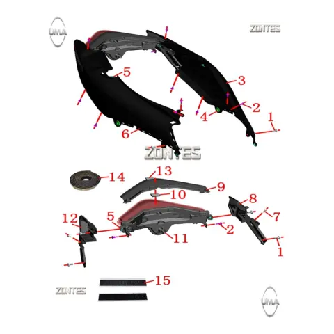 Zontes ZT125T-M Sele Altı Yan Karenaj Sağ (Siyah)