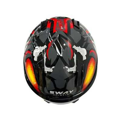 Sway 868 Kask Gloss Black Grey Red – 6. fotoğraf