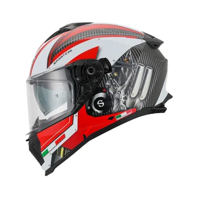 Sway SW 865 Engine White Red Full Face