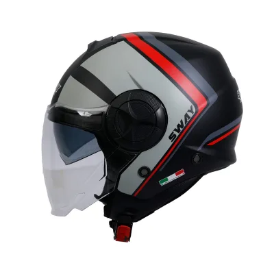Sway SW 737 Double Black Red Grey Yarım Kask