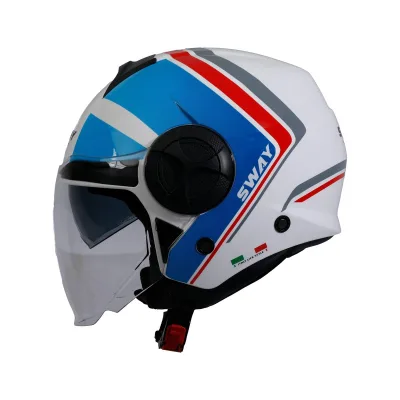 Sway SW 737 Double White Blue Red Yarım Kask