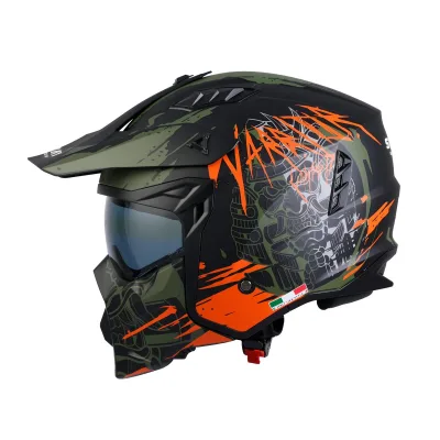 Sway SW X1 Seul Warrior Matt Black Army Orange Modüler Kask