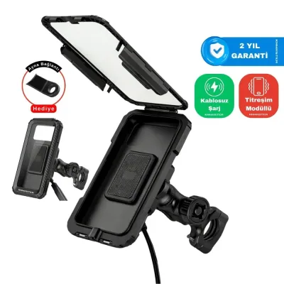 Knmaster TT-950WUC Kablosuz Şarjlı Tüm Motosikletlere Uyumlu Kapalı Telefon Tutucu