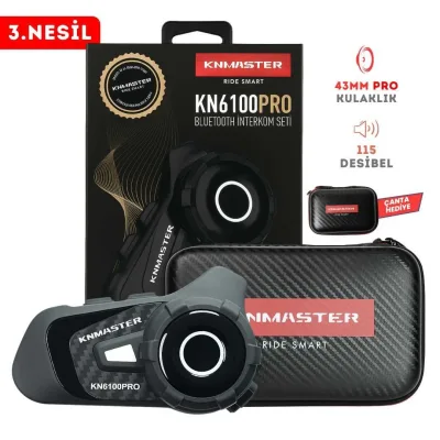 Knmaster KN6100 PRO İnterkom Karbon Siyah
